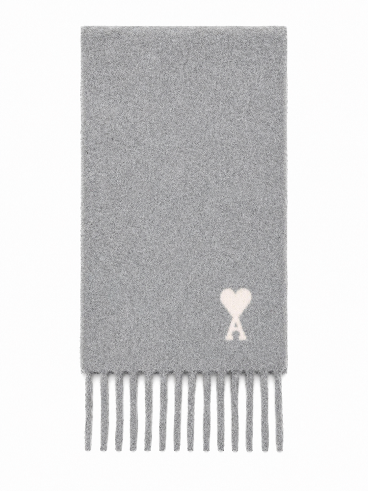 ALPAGA WOOL SCARF WITH OFF WHITE AMI DE COEUR JACQUARD SCARF