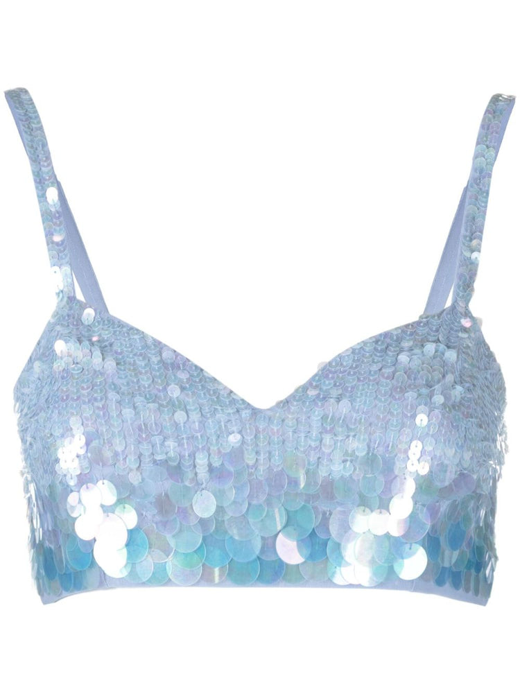 iridescent sequin cropped top