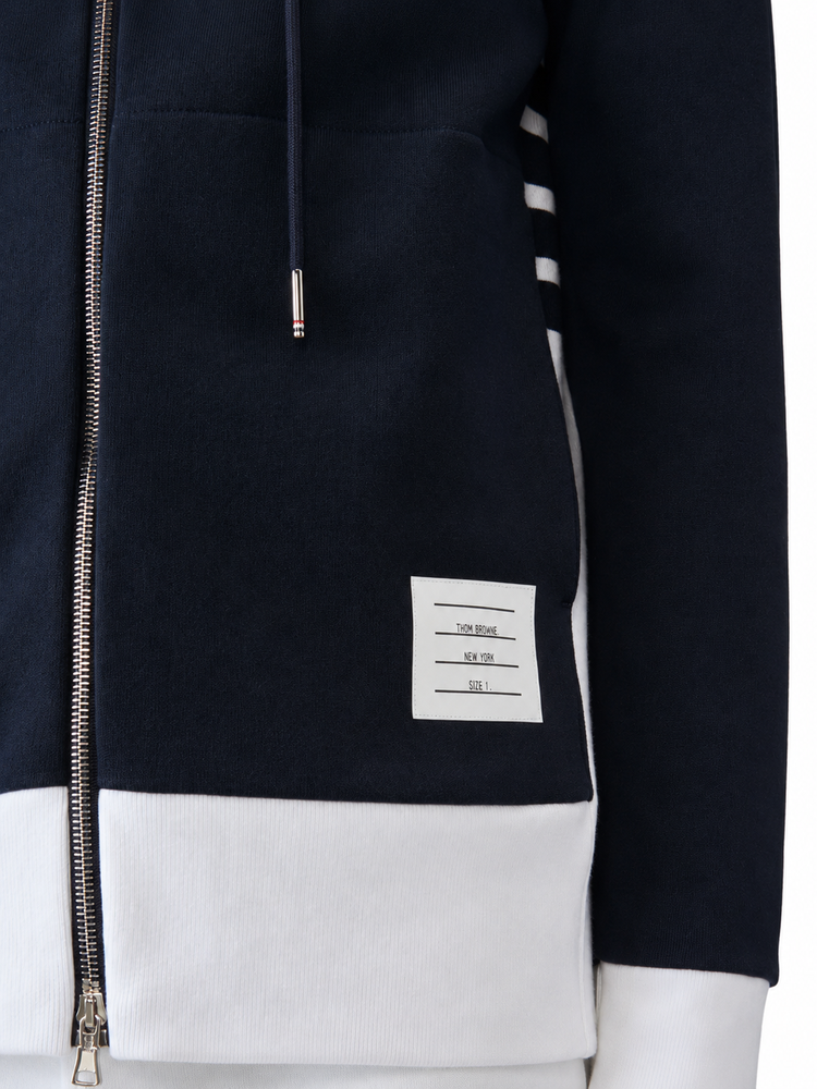 ZIP UP HOODIE W/ ENGINEERED 4 BAR IN COLOR BLOCKED SOLID CLASSIC LOOPBACK JERSEY
