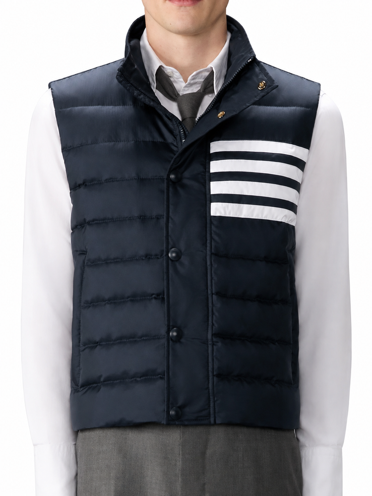 LIGHTWEIGHT DOWNFILL 4 BAR VEST (23") IN SHINY RIPSTOP