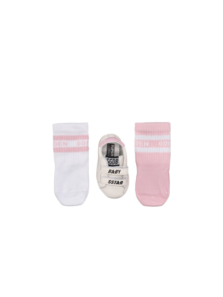 BABY SCHOOL SET NAPPA UPPER STRIPES AND STAR LEATHER HEEL