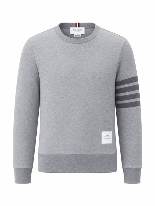 RELAXED FIT CREW NECK SWEATSHIRT W/ TONAL 4 BAR SLEEVE IN CLASSIC LOOPBACK W/ TONAL 4 BAR