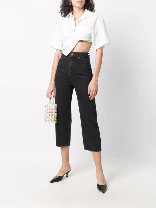 SELF-PORTRAIT straight-leg cropped jeans