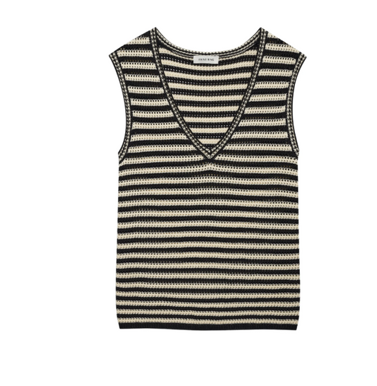 LOWEN SWEATER - BLACK AND IVORY STRIPE