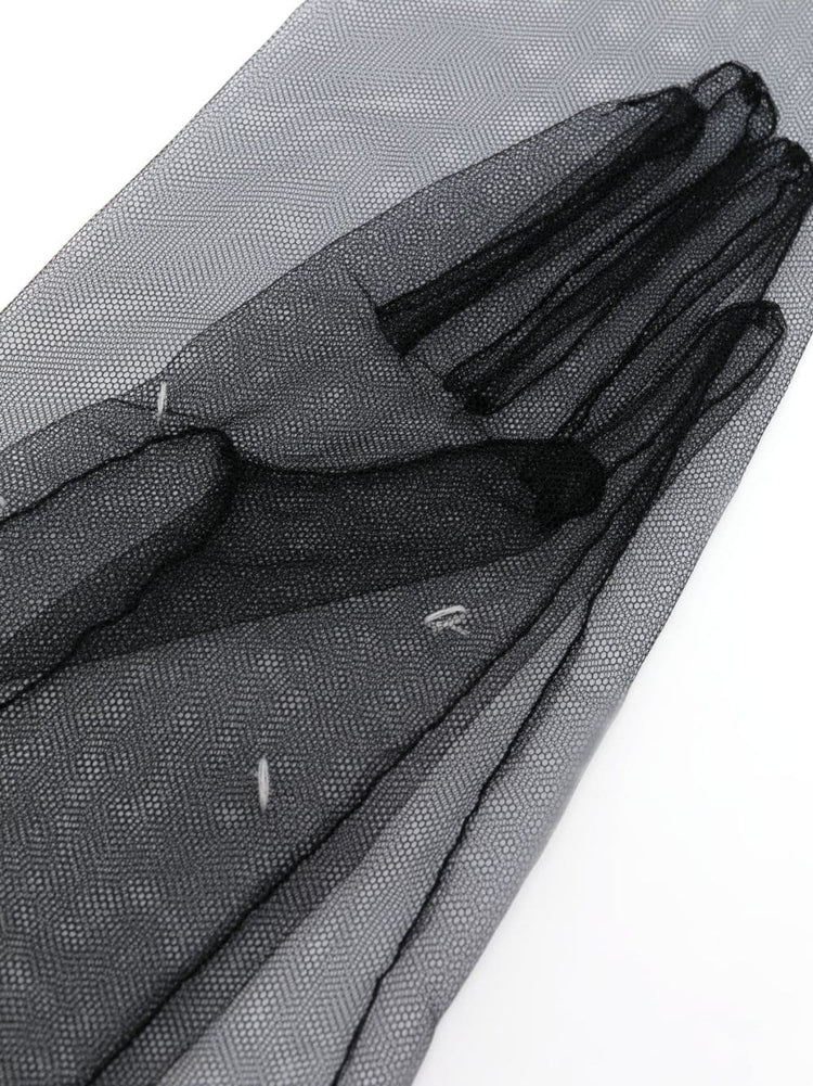 elbow-length tulle gloves