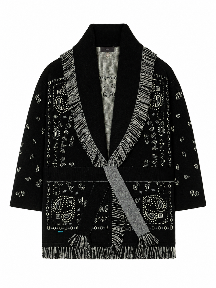 BANDANA JACQUARD CARDIGAN BLACK/MULTICOL