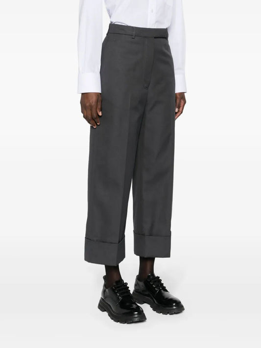 HIGH WAISTED STRAIGHT LEG TROUSER IN ORGANIC COTTON CANVAS