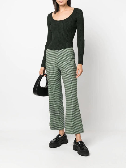 PAROSH houndstooth flared trousers