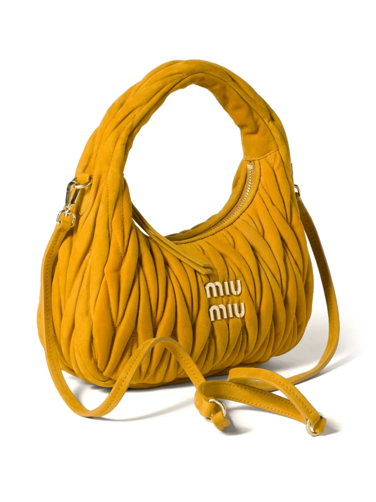 Wander matelassé suede hobo bag