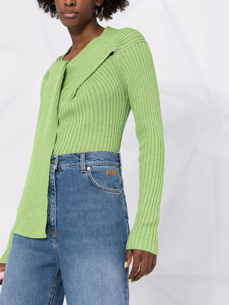 MSGM ribbed-knit knot-detail top