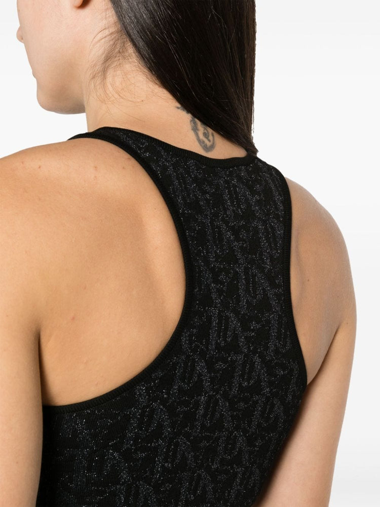 monogram-jacquard crop top