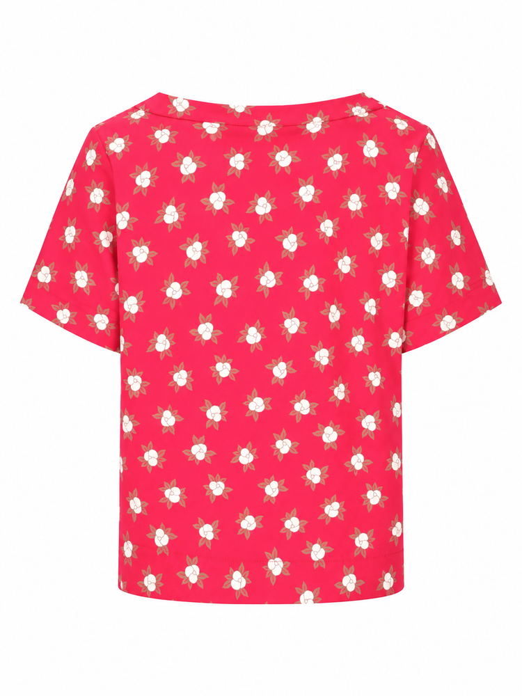 LAURA URBINATI short sleeves crew neck top camelia print