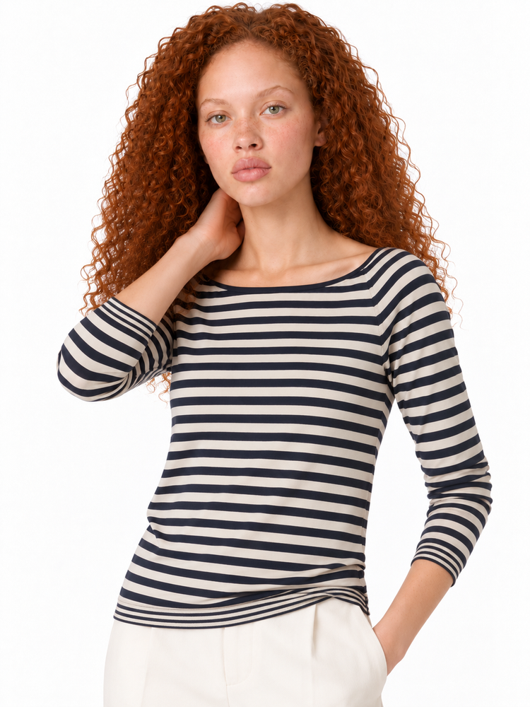 Maglia scollo a barchetta con foulard abbinato