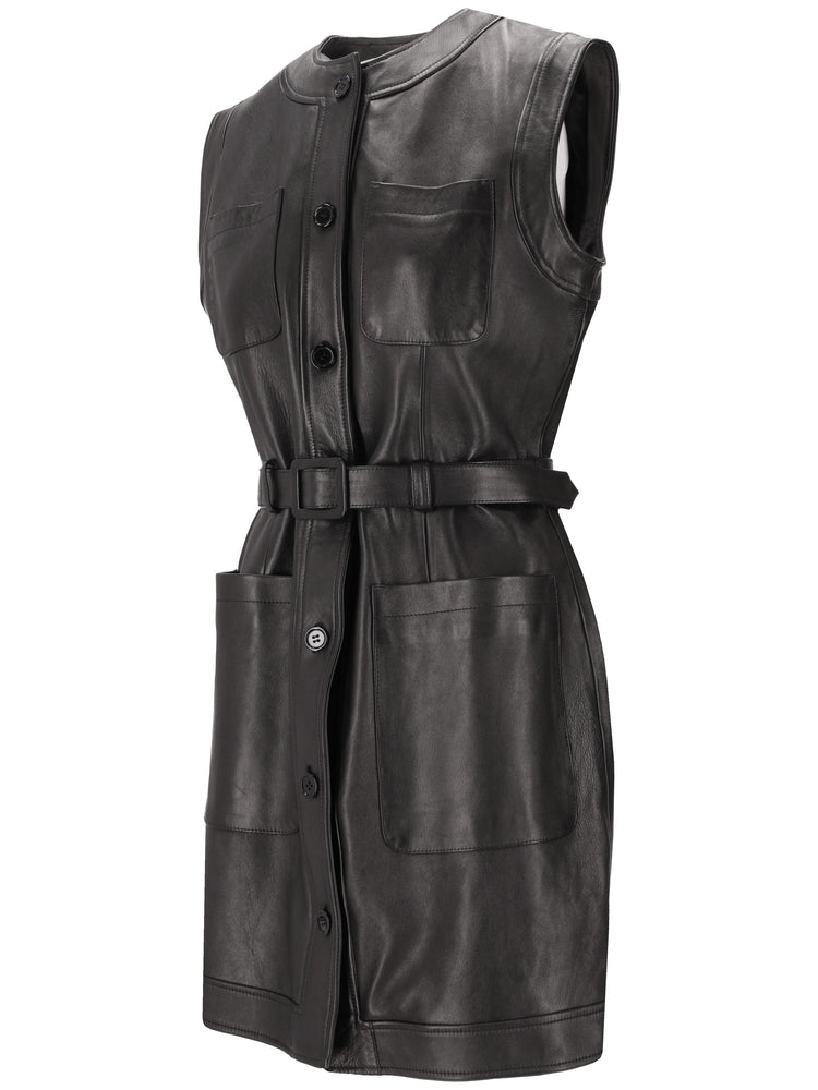 LA ROSE abito in pelle nero