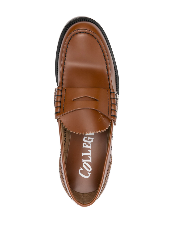 logo-patch leather loafers