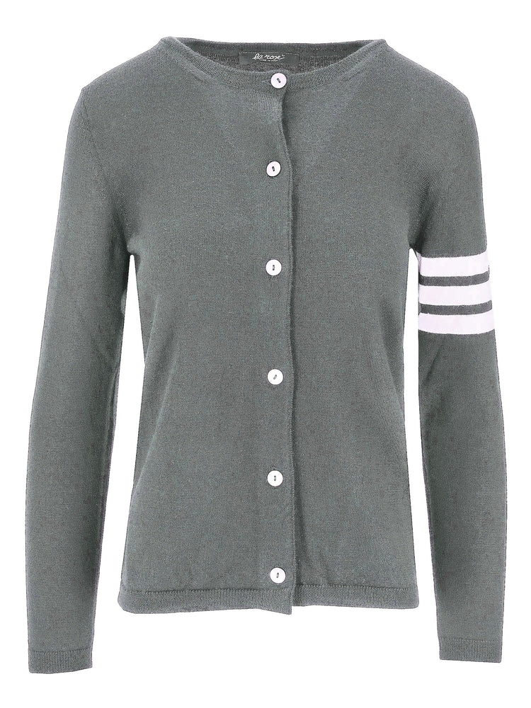 LA ROSE grey cardigan white stripes