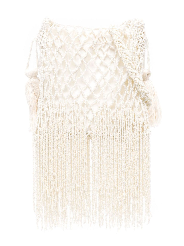 PAROSH beaded fringed shoulder bag