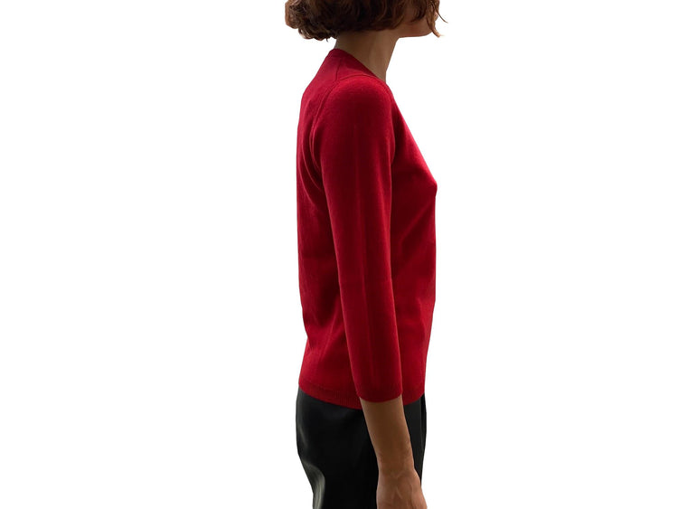 LA ROSE maglia 3/4 cashmere rosso