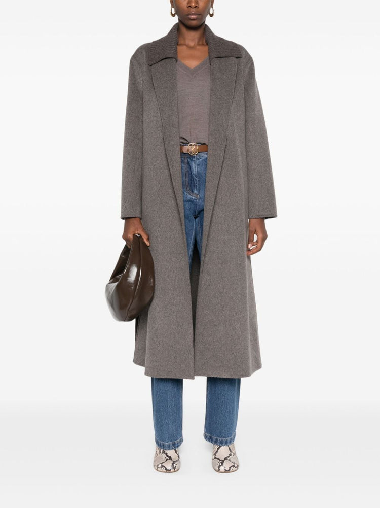 Leak belted mid-length coat