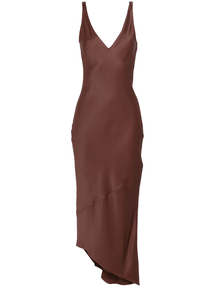 V-neck satin midi dress