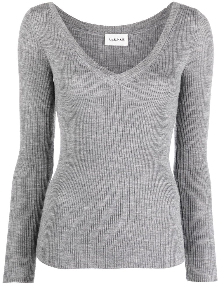 PAROSH V-neck wool sweatshirt