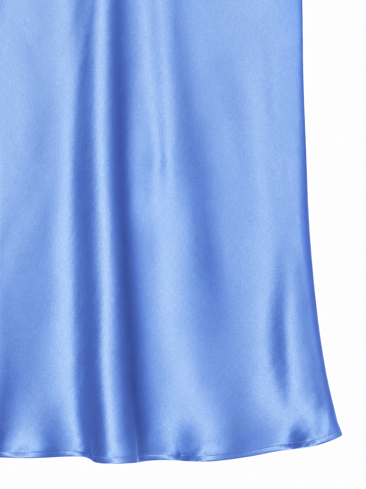 BAR SILK SKIRT - STORM BLUE