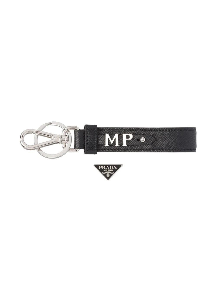 triangle-logo leather keychain