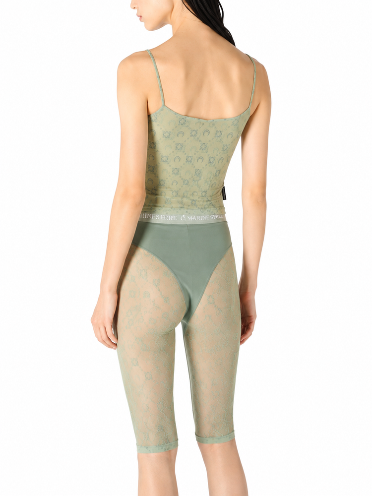 MOONOGRAM MESH FLOCK STRAPS TOP