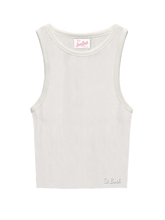 rib-knit cotton tank top