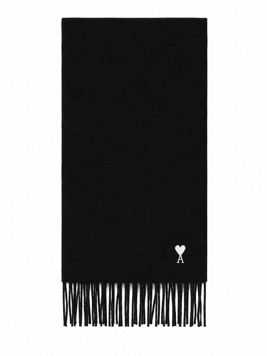 WOOL SCARF WITH AMI DE COEUR EMBROIDERY