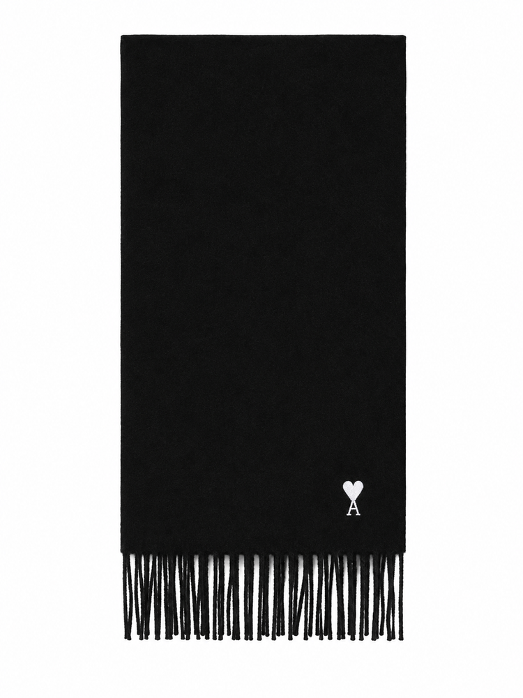 WOOL SCARF WITH AMI DE COEUR EMBROIDERY