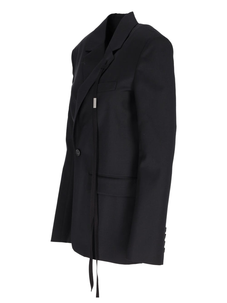 ELIN ASYMMETRIC CLOUSURE TAILORED JACKET WOOL TWIL