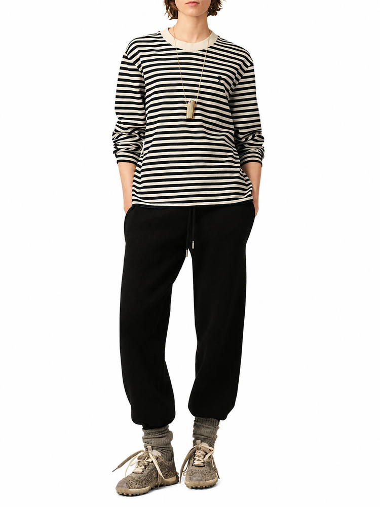 LONG SLEEVES STRIPED TSHIRT WITH BLACK AMI DE COEUR EMBROIDERY