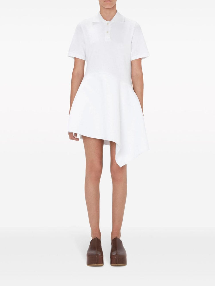 polo-collar cotton asymmetric dress