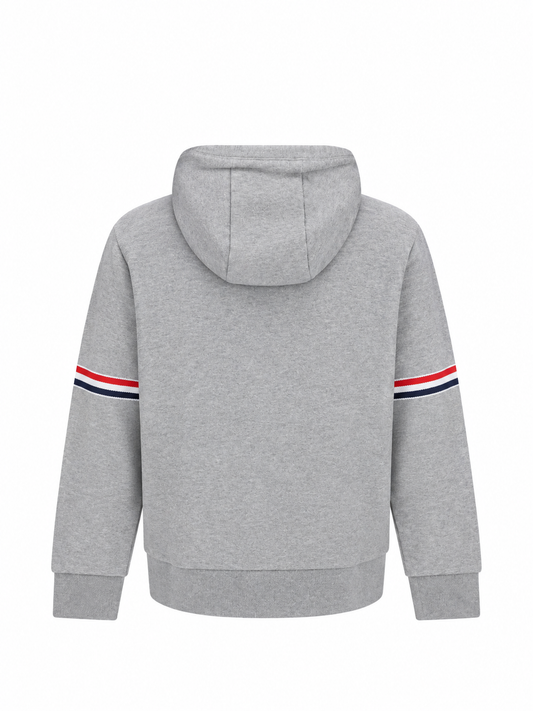 ZIP THROUGH HOODIE IN PIQUE LOOPBACK W/ RWB ENGINEERED STRIPE