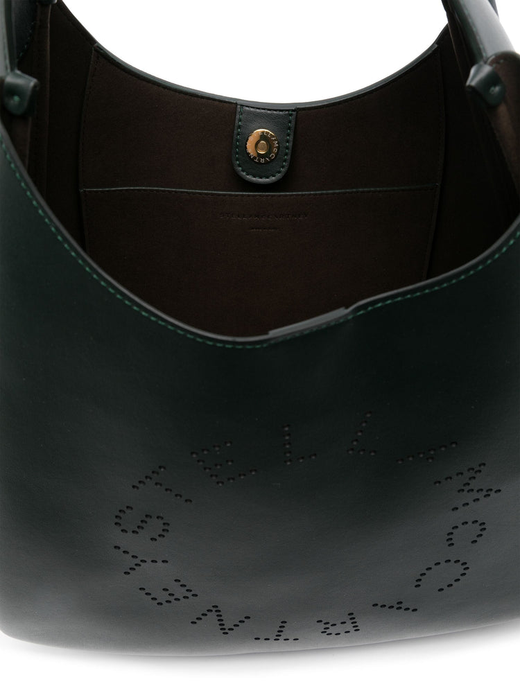 logo-perforated faux-leather tote bag