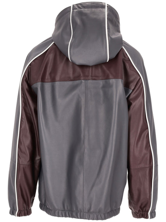 Hooded leather vintage jacket