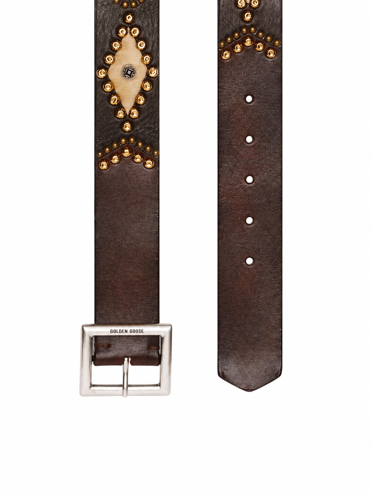 BELT SIERRA WASHED LEATHER WITH HORSY DETAILS AND STUDS