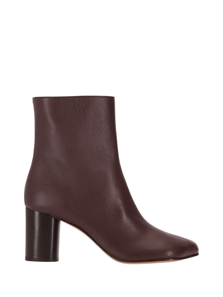 OBLIQUA BLOCK HEEL BOOTIES - Calfskin