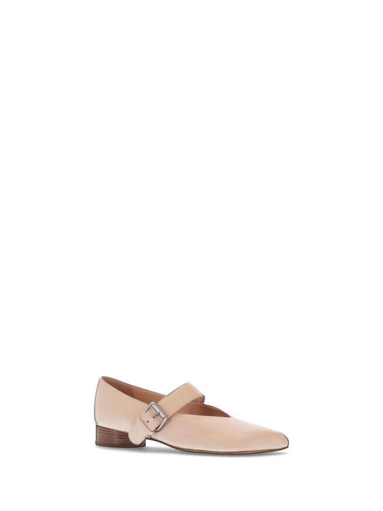 OBLIQUA STRAP BALLERINAS - Calfskin Leather