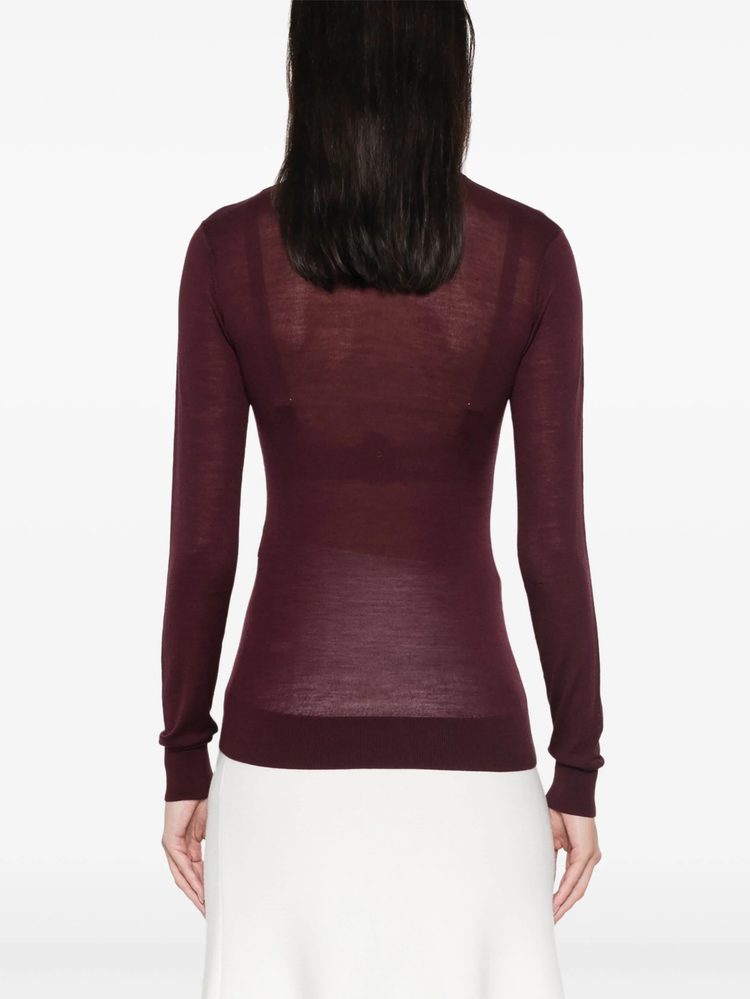 roll neck semi-sheer jumper