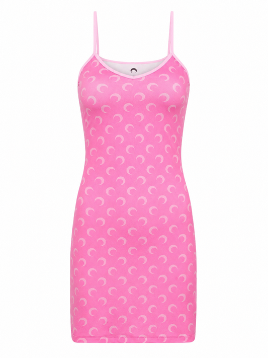 MOON PRINTED JERSEY STRAPS MINI DRESS