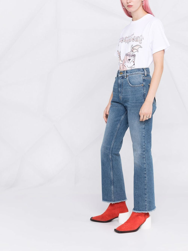 faded cropped jeans
