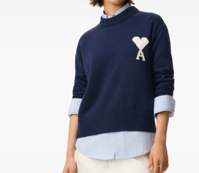 PULL COL ROND AVEC AMI DE COEUR CONTRASTE