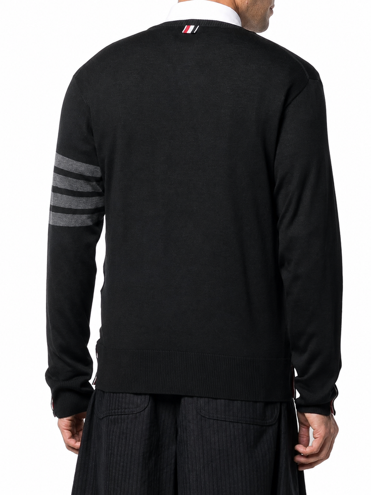 CLASSIC CREWNECK PULLOVER W/ BAR STRIPE IN FINE MERINO WOOL