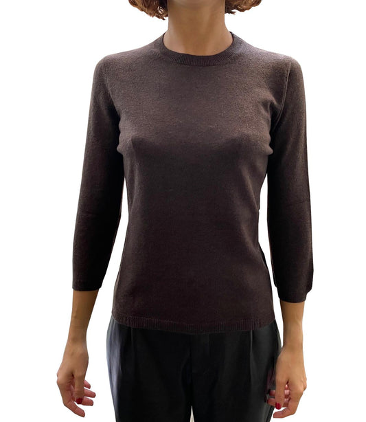 LA ROSE maglia 3/4 cashmere marrone