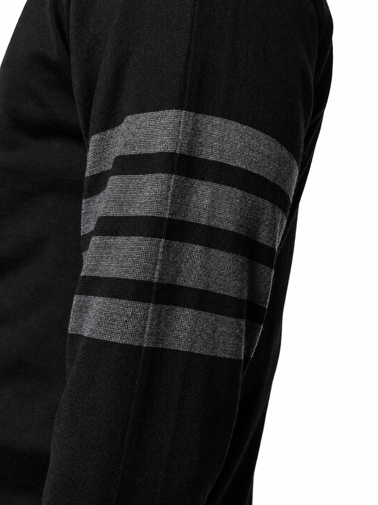 CLASSIC CREWNECK PULLOVER W/ BAR STRIPE IN FINE MERINO WOOL