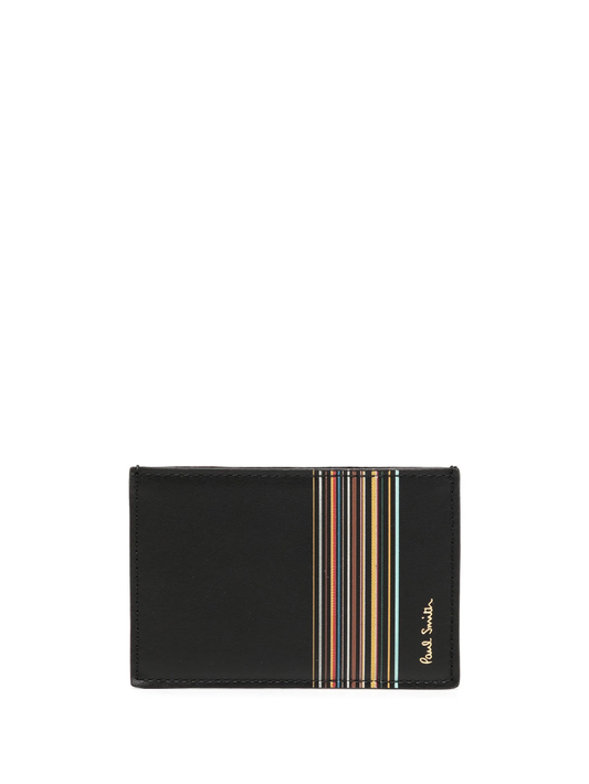 Signature Stripe leather cardholder