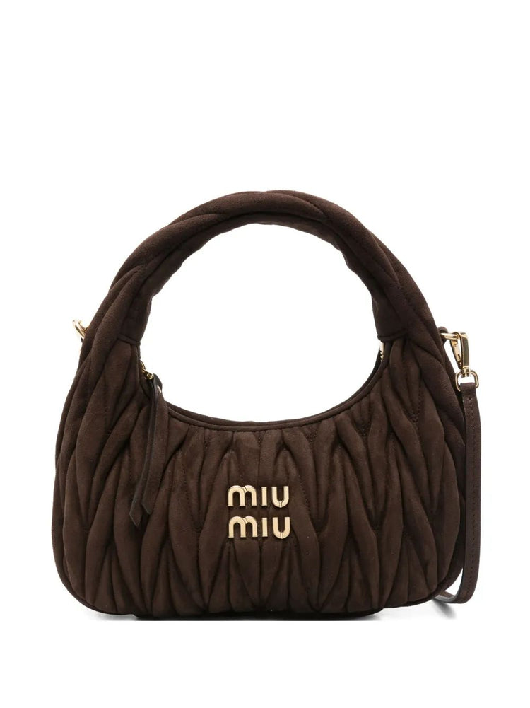 Wander matelassé suede hobo bag
