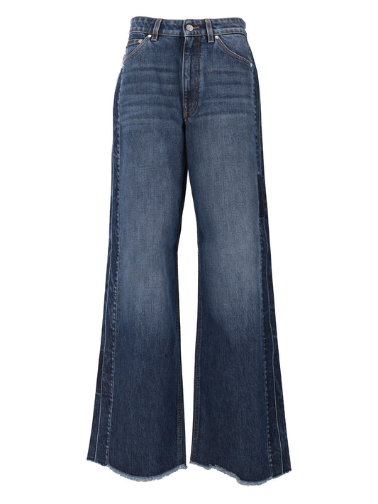 SIDE WAISTBAND DET WIDE LEG JEAN